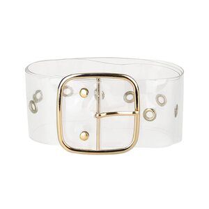 8681 Womens Grommet Clear Wide Waist Belts For Dresses Transparent Pin